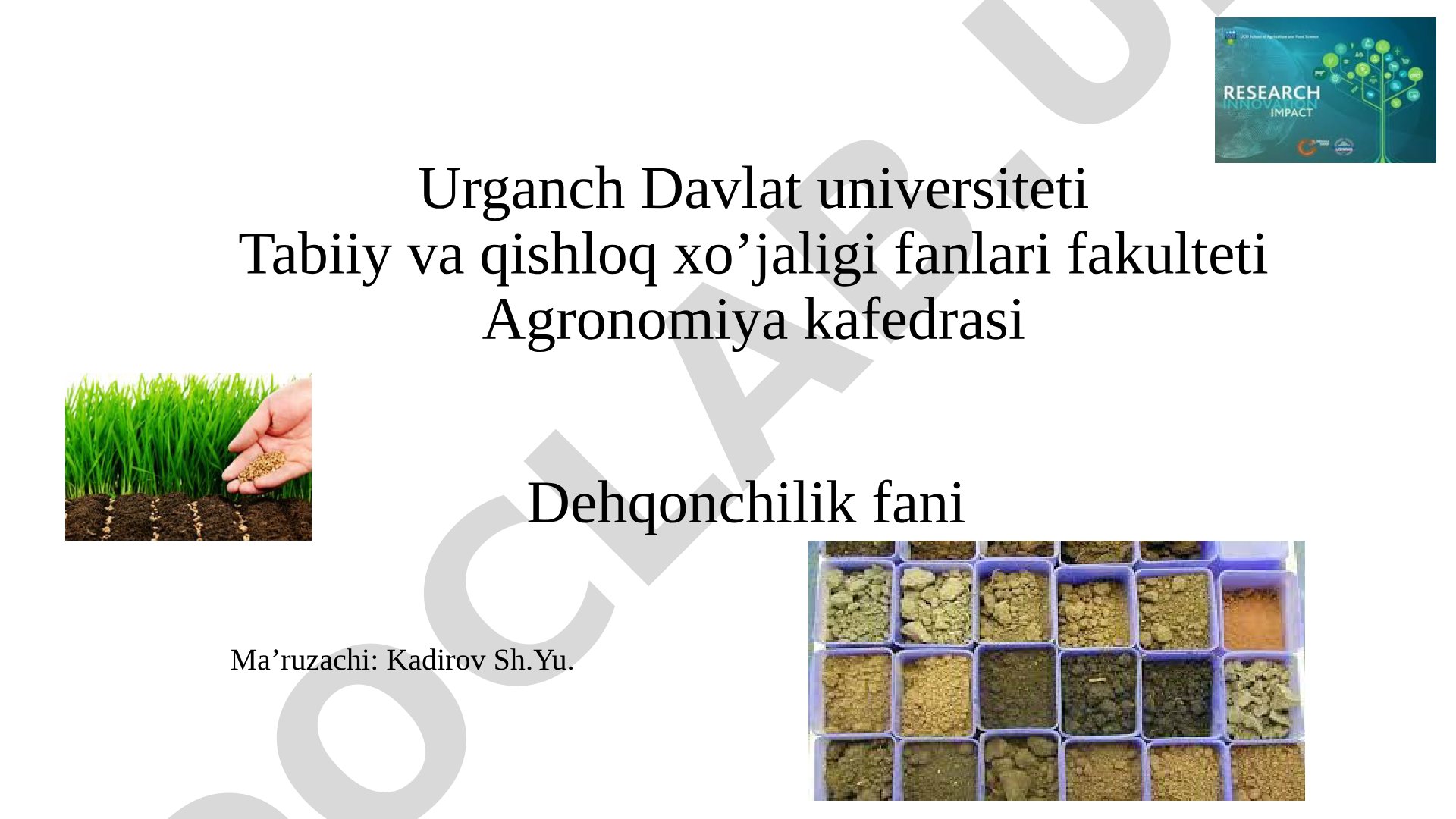 Tuproqning oziq rejimi va uni boshqarish usullari