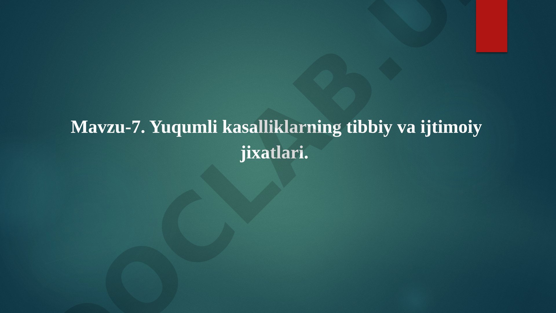 Yuqumli kasalliklarning tibbiy va ijtimoiy jixatlari
