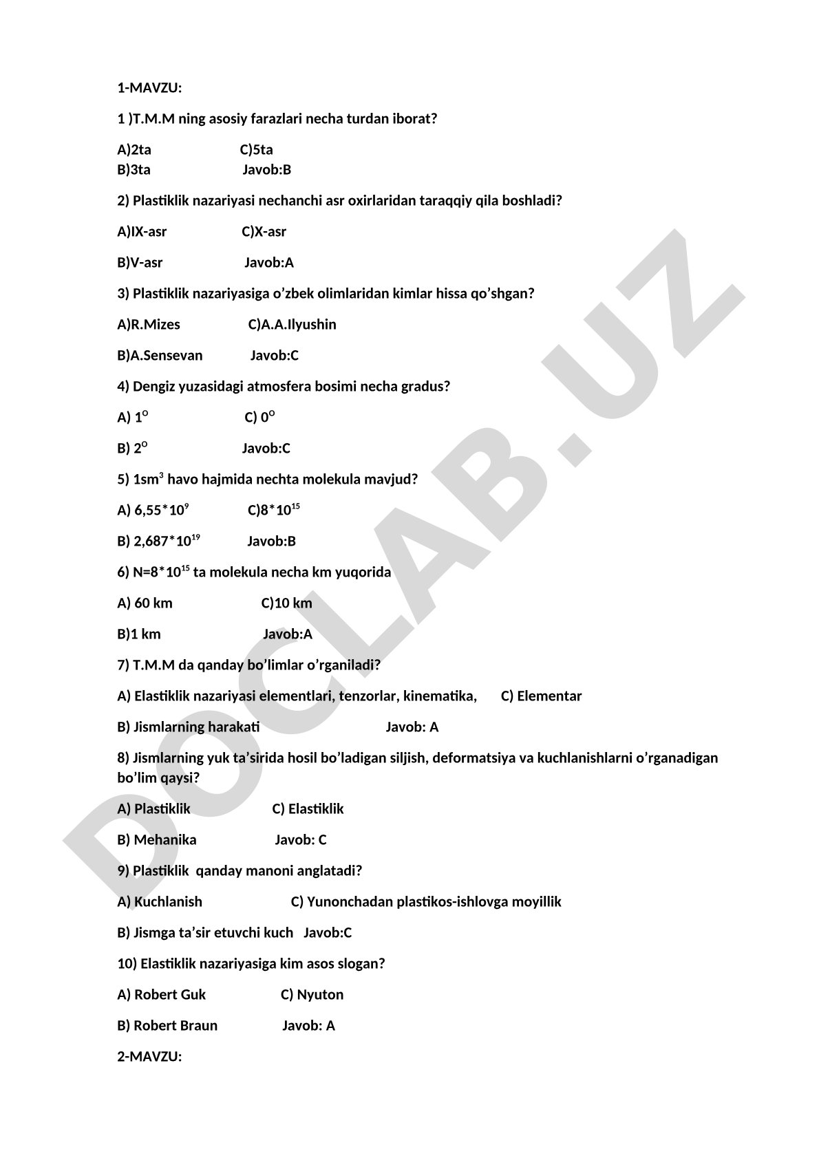 T.M.M ning asosiy farazlari necha turdan iborat?