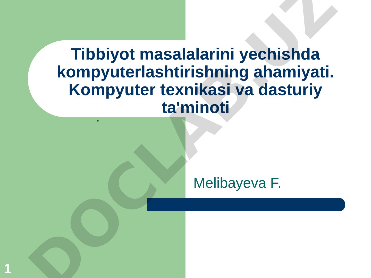 Tibbiyot masalalarini yechishda kompyuterlashtirishning ahamiyati
