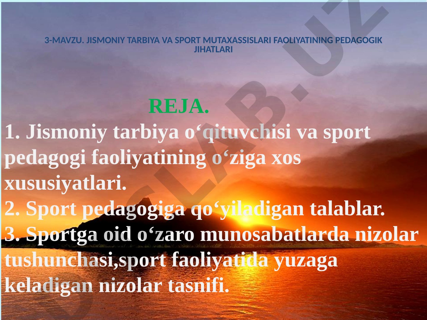 Jismoniy tarbiya va sport mutaxassislari faoliyatining pedagogik jihatlari