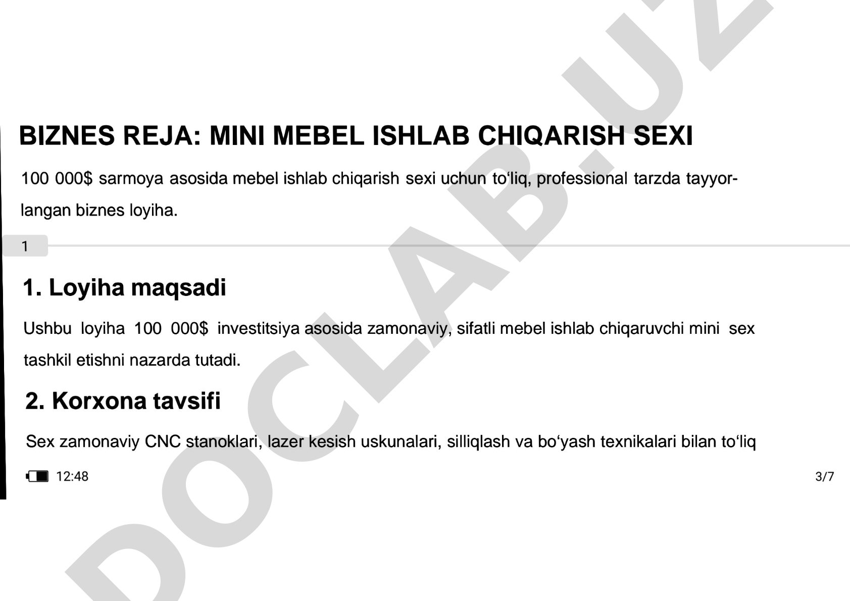 Mini mebel ishlab chiqarish sexi