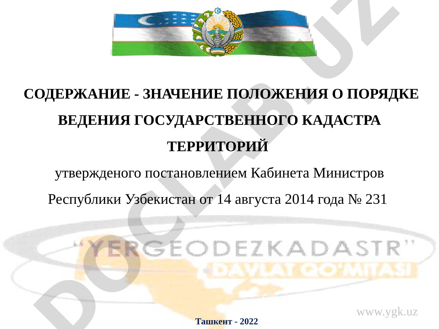 Значение Положения о порядке ведения государственного кадастра территорий