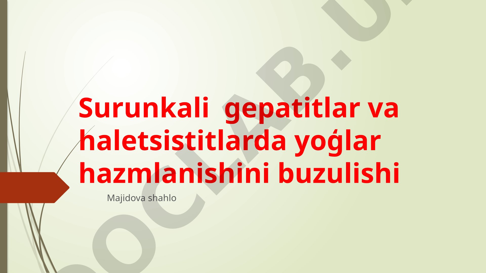 Surunkali gepatitlar va xolestsistitlarda yog'lar hazmlanishini buzulishi