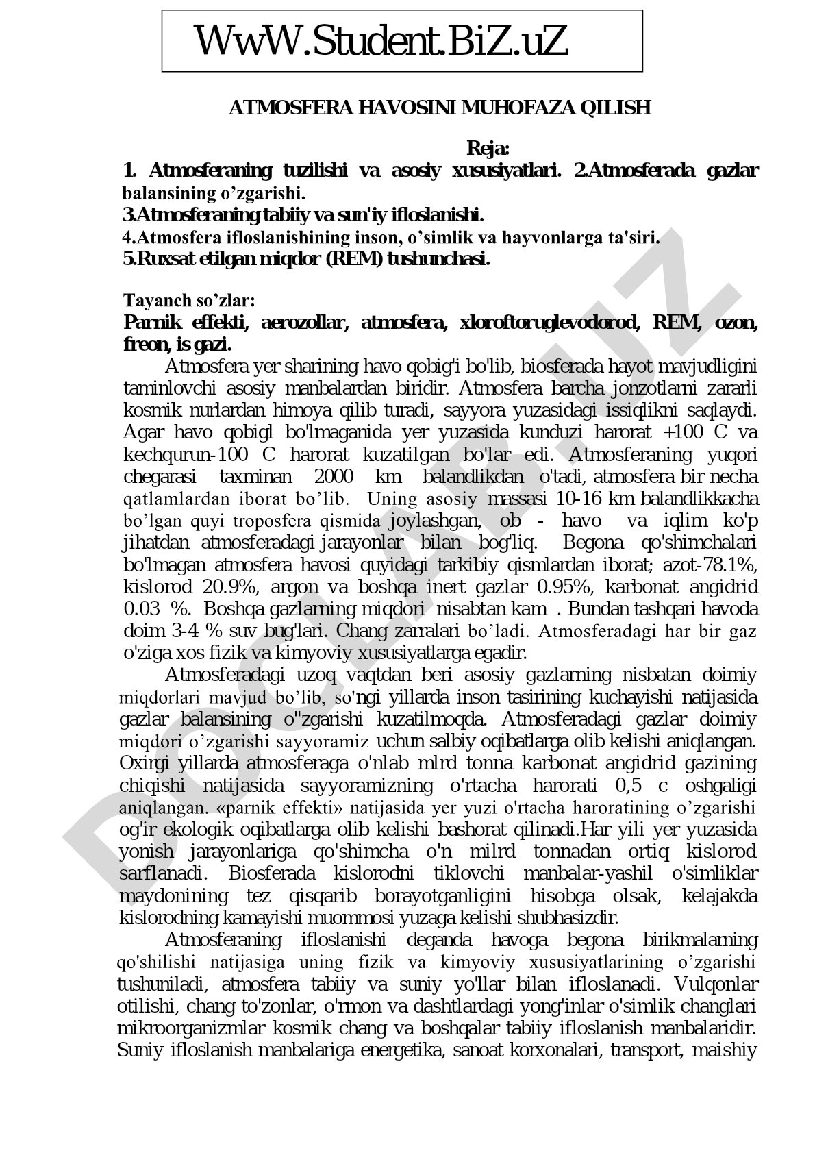 Atmosfera havosini muhofaza qilish