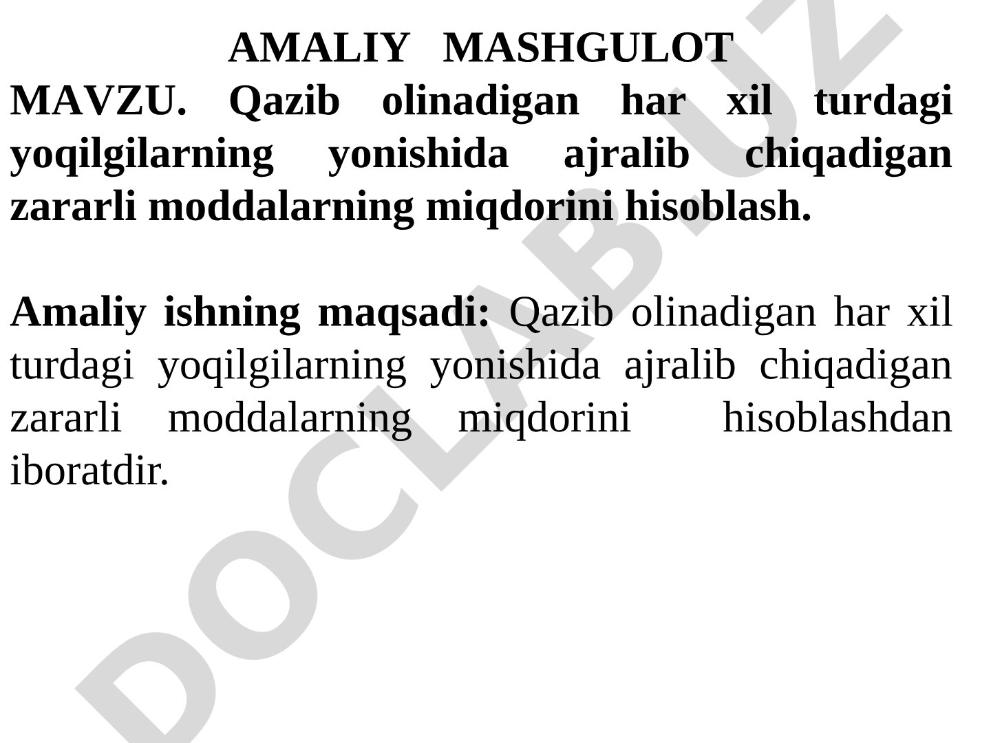 Qazib olinadigan har xil turdagi yoqilgilarning yonishida ajralib chiqadigan zararli moddalarning miqdorini hisoblash