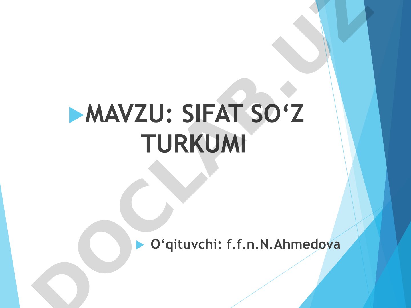 Sifat so‘z turkumi haqida ma’ruzalar to‘plami, uning turlari, darajalari va boshqa