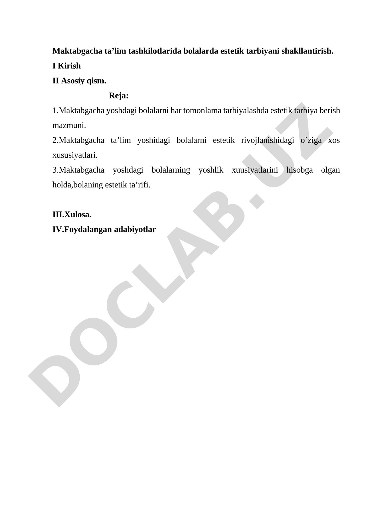 Maktabgacha ta’lim tashkilotlarida bolalarda estetik tarbiyani shakllantirish