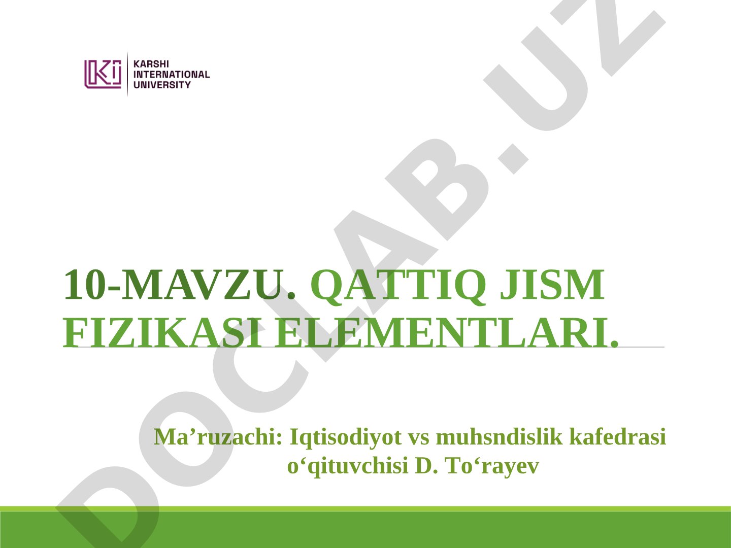 Qattiq jism fizikasi elementlari