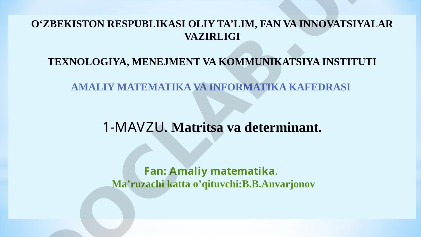 Matritsa va determinant