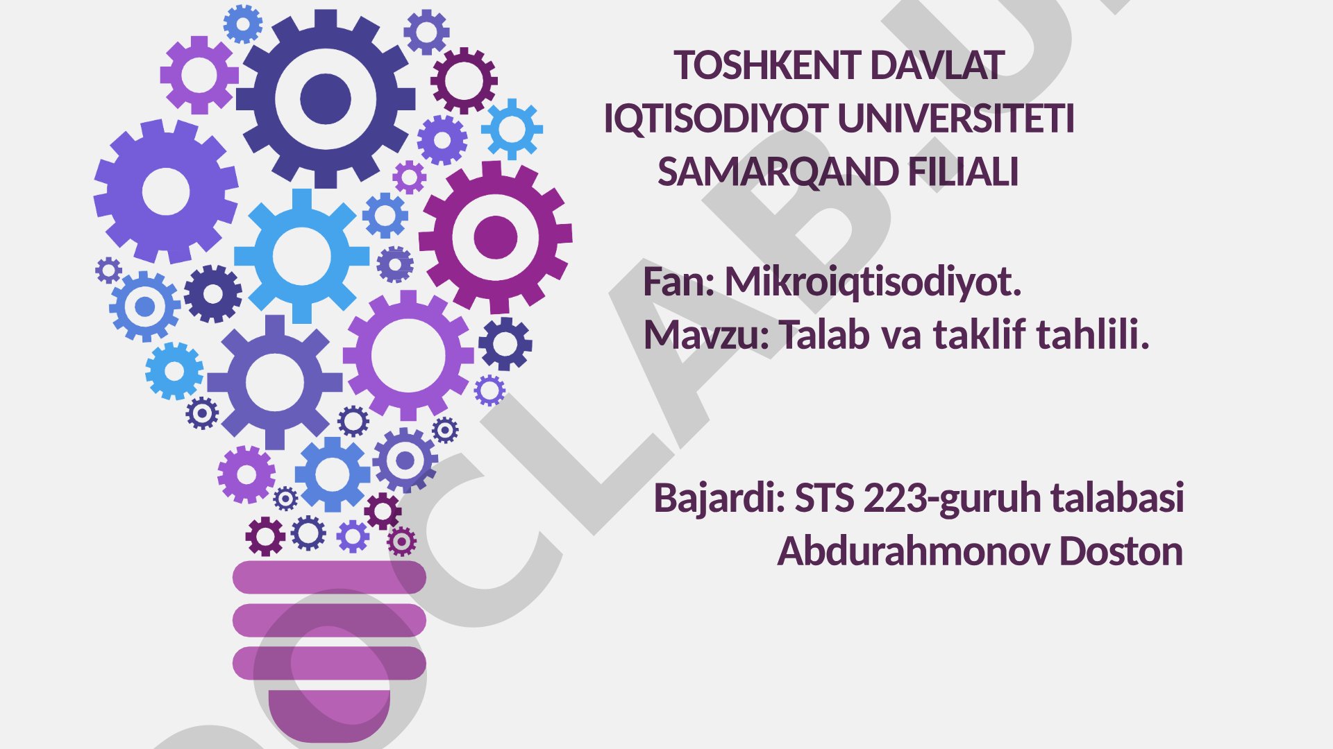 Talab va taklif tahlili