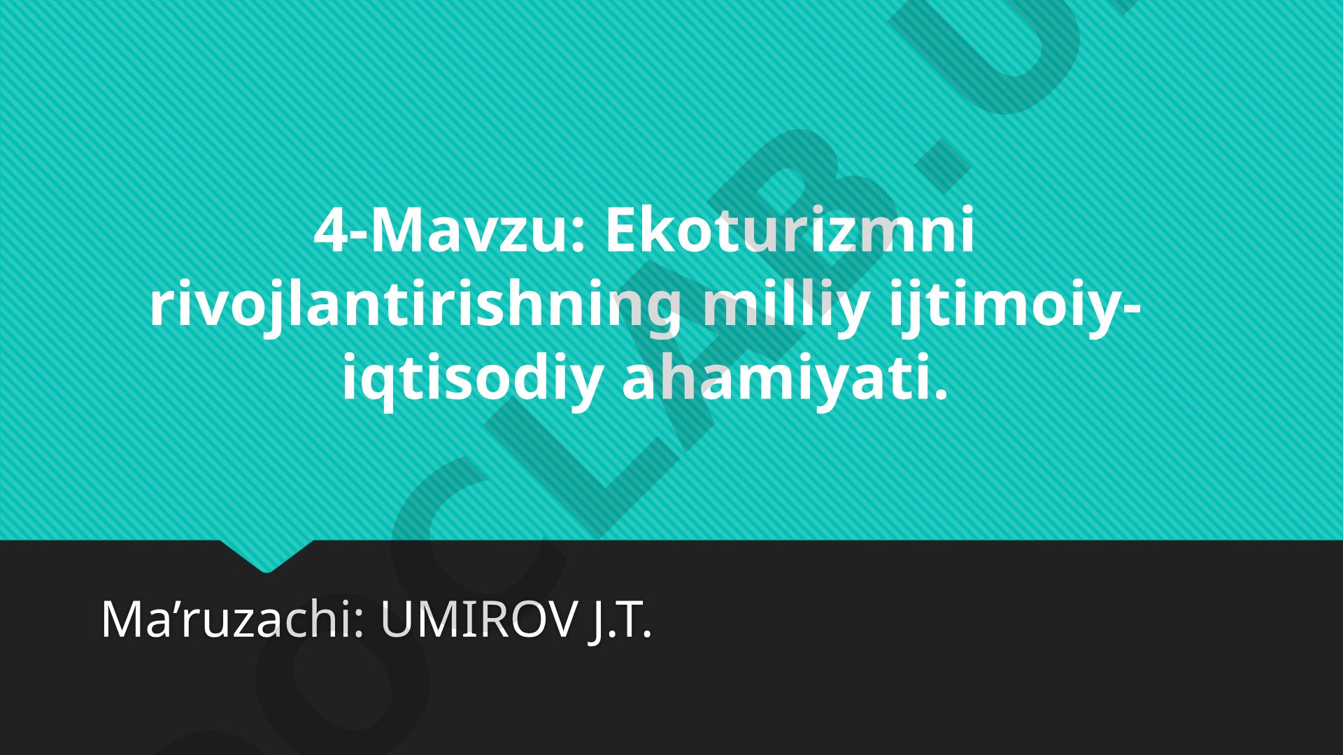 Ekoturizmni rivojlantirishning milliy ijtimoiy-iqtisodiy ahamiyati