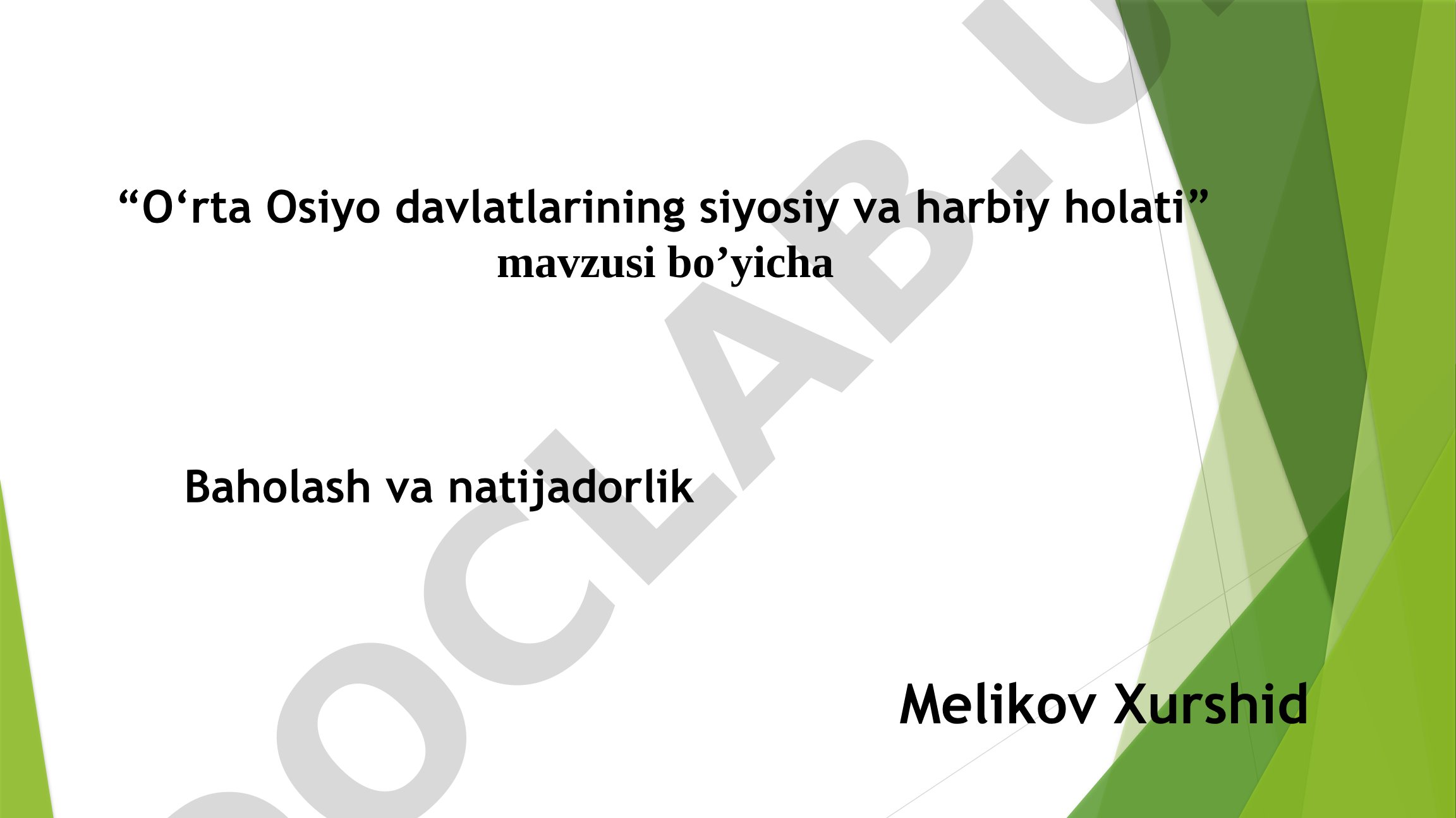 O‘rta Osiyo davlatlarining siyosiy va harbiy holati