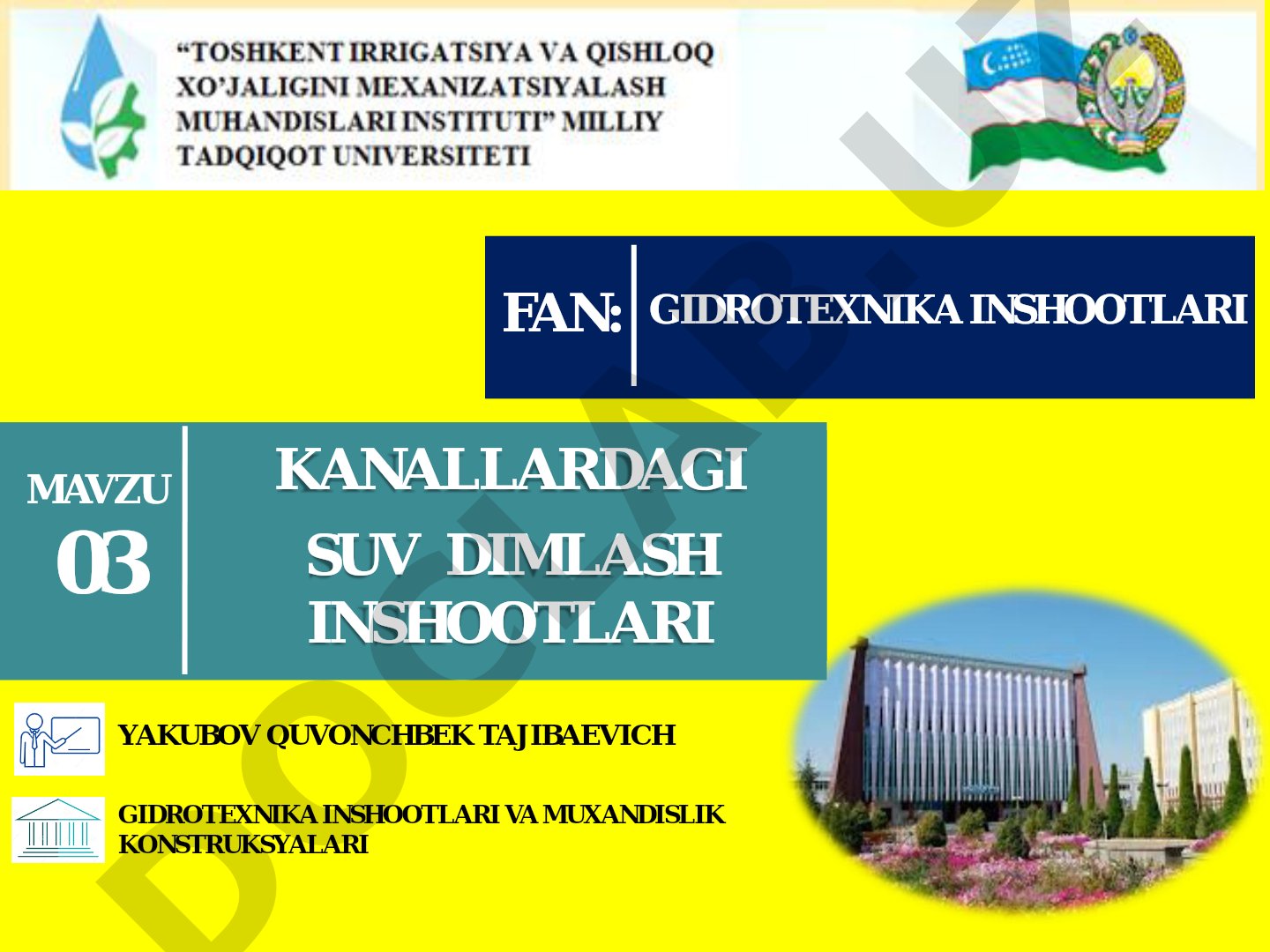 Kanallardagi suv dimlash inshootlari