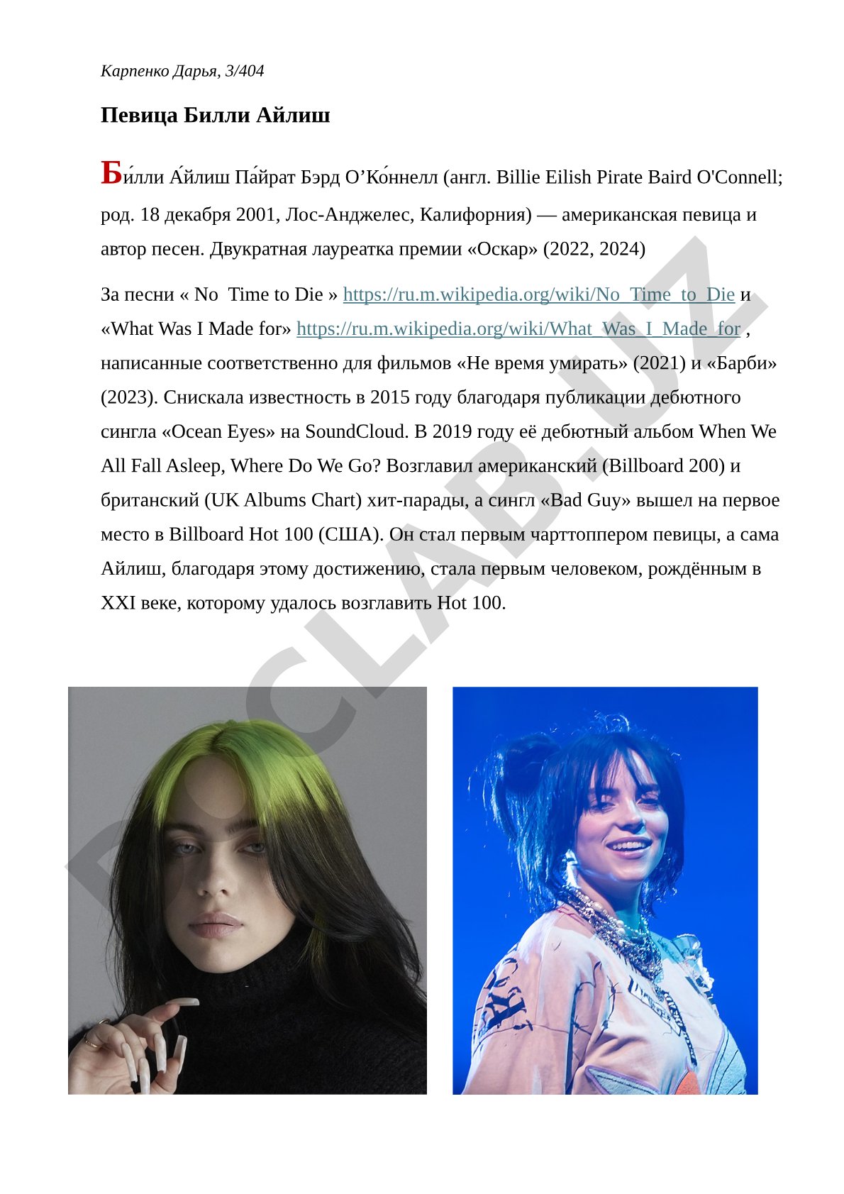Биография американской певицы Билли Айлиш, её награды и достижения