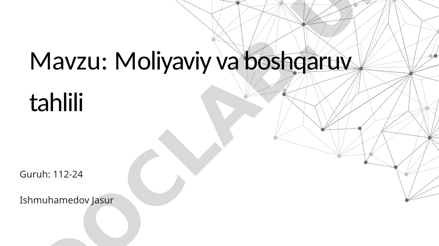 Moliyaviy va boshqaruv tahlili