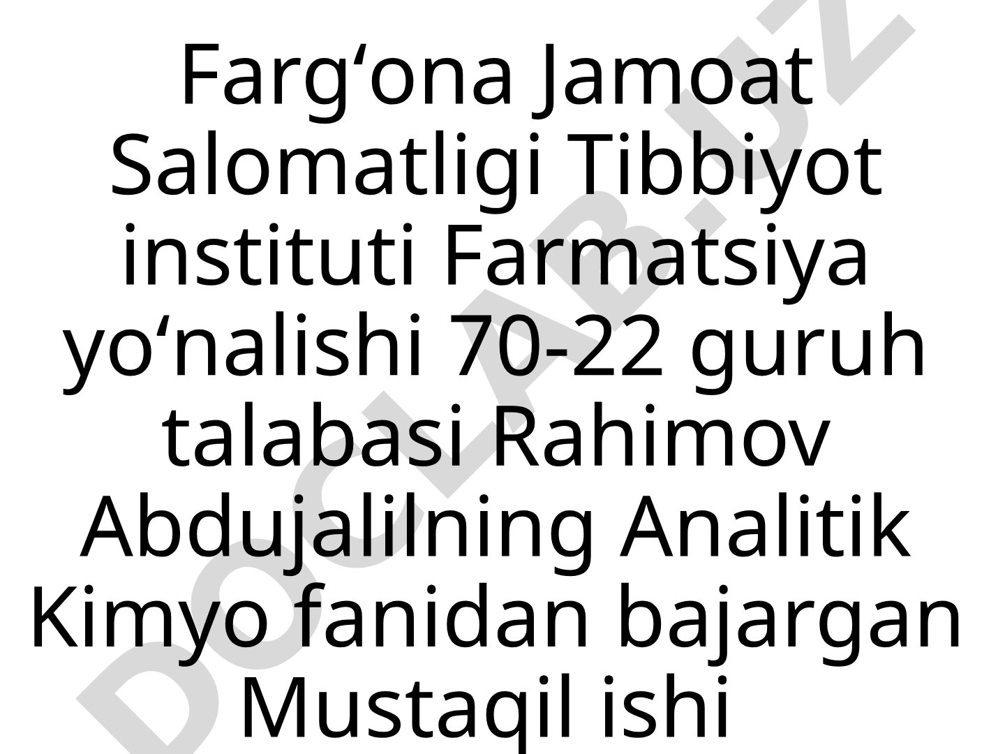 Analitik kimyo fanidan optik usullar va fotokolorimetriya tahlili