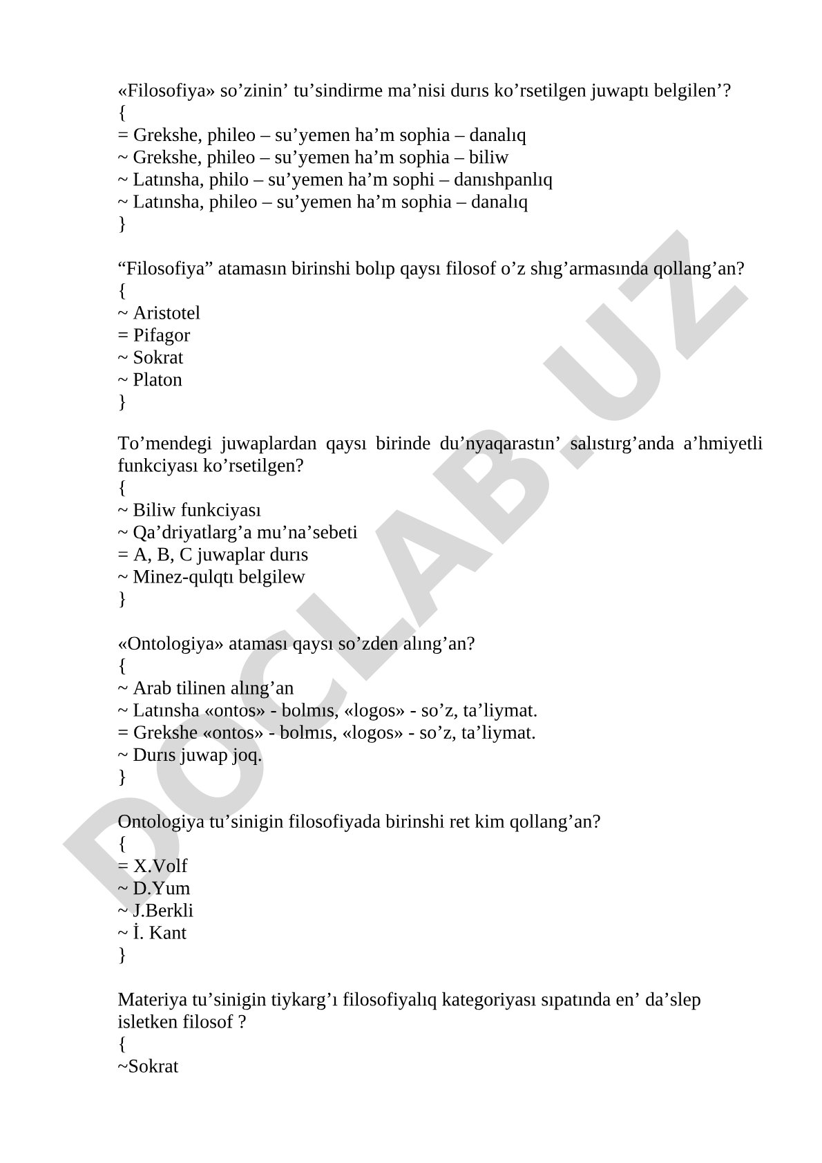 Filosofiya terminologiyası ha'm ontologiya
