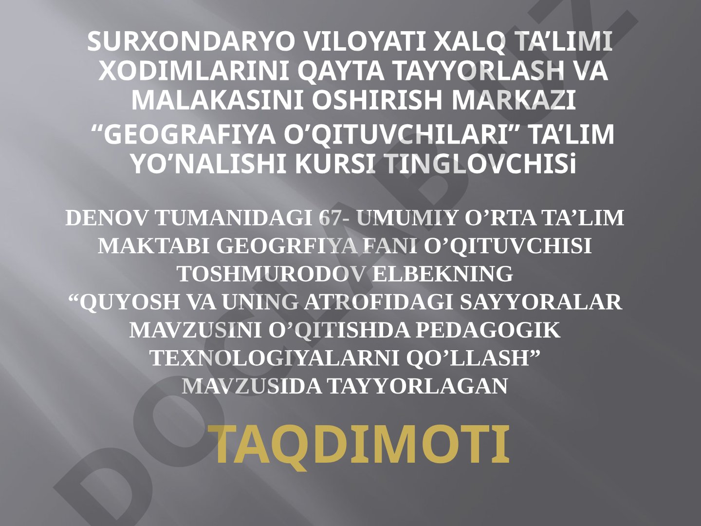 Quyosh va uning atrofidagi sayyoralar mavzusini o'qitishda pedagogik texnologiyalarni qo'llash