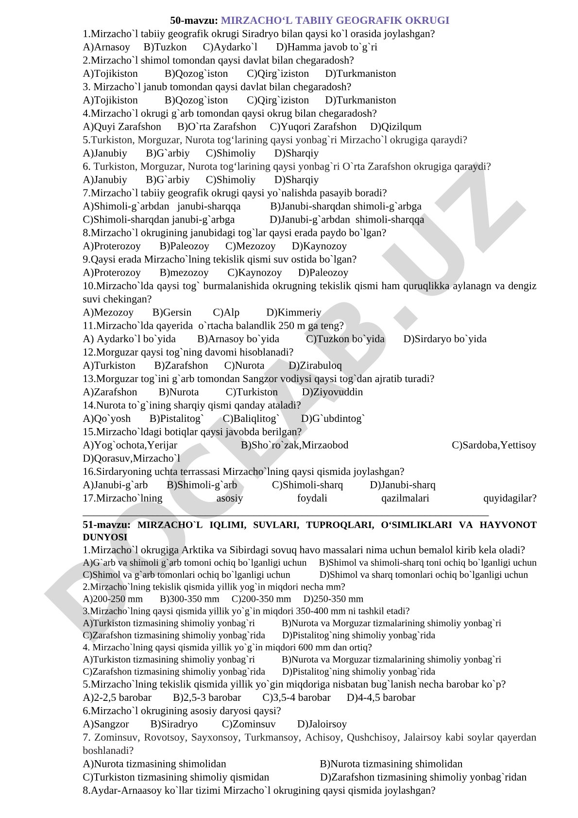 Mirzacho‘l tabiiy geografik okrugi