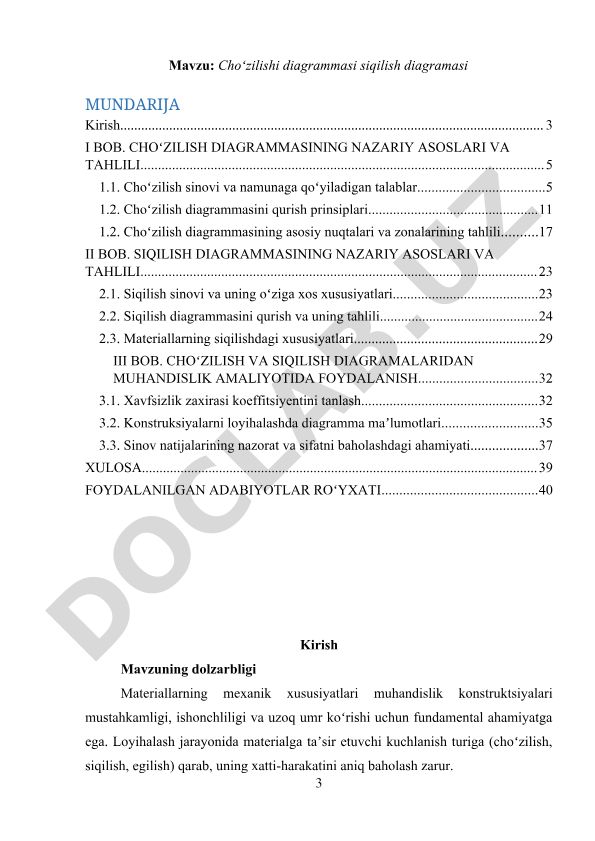 Choʻzilish va siqilish diagrammalari nazariyasi va muhandislik amaliyotida qoʻllanilishi