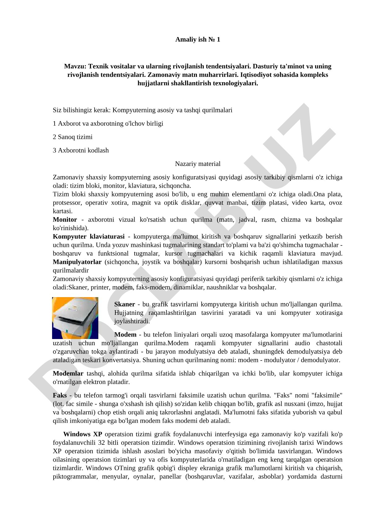 Texnik vositalar va ularning rivojlanish tendentsiyalari
