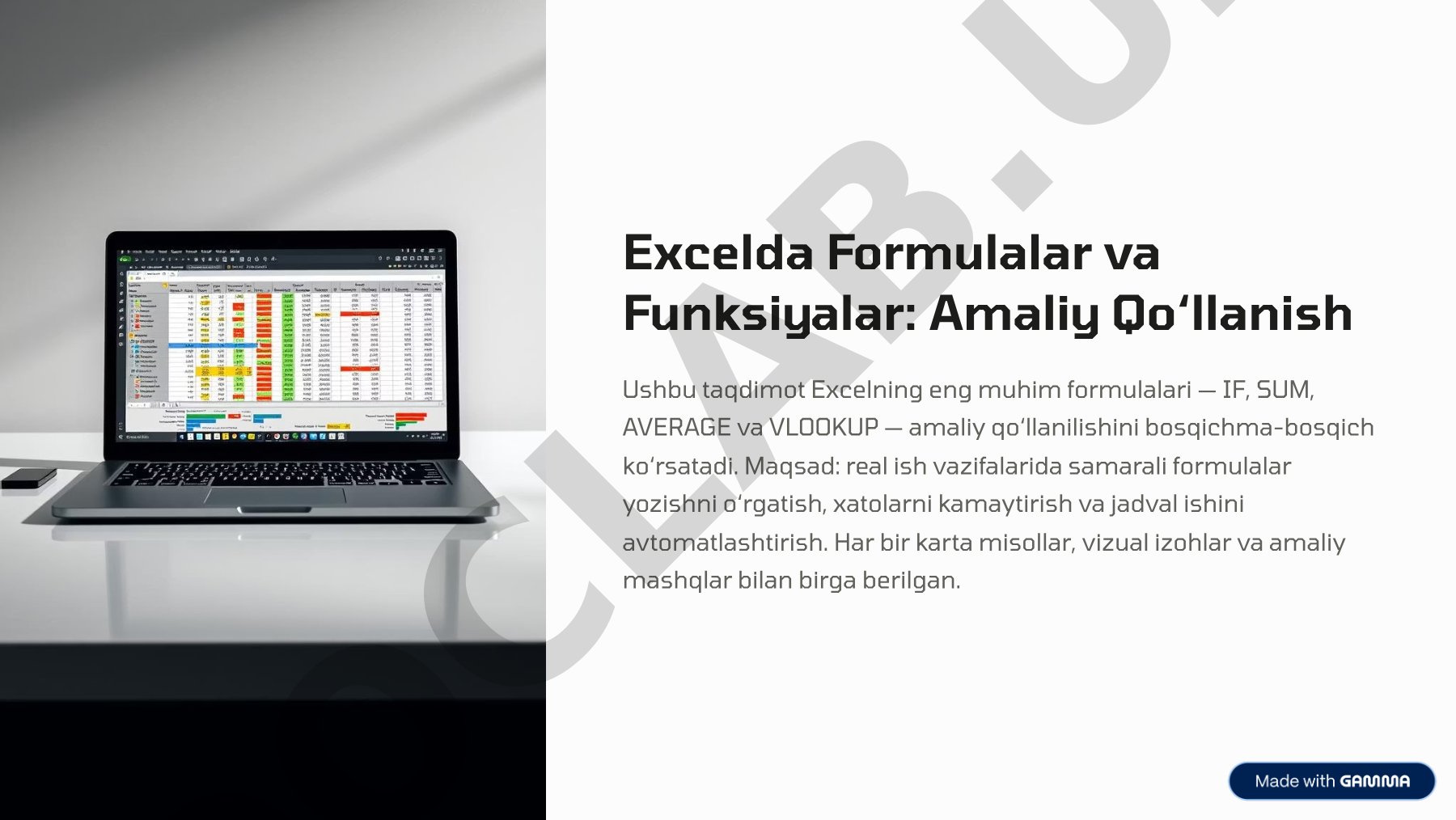 Excelda Formulalar va Funksiyalar: Amaliy Qo'llanilishi