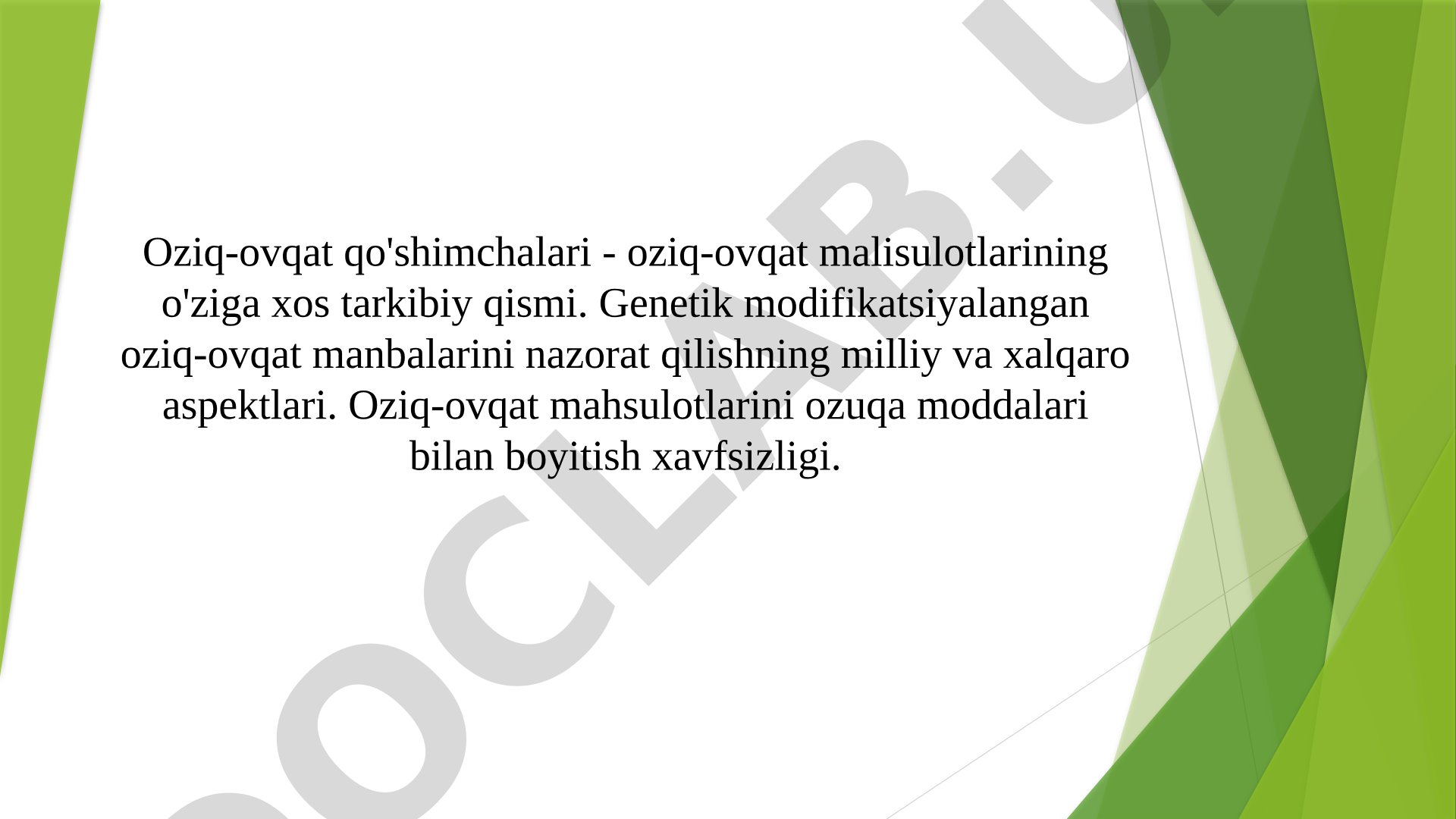 Oziq-ovqat qo'shimchalari xavfsizligi va nazorati