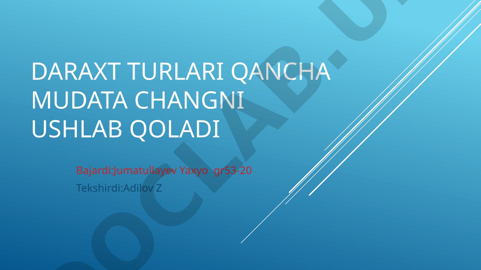 Daraxt turlari qancha mudata changni ushlab qoladi