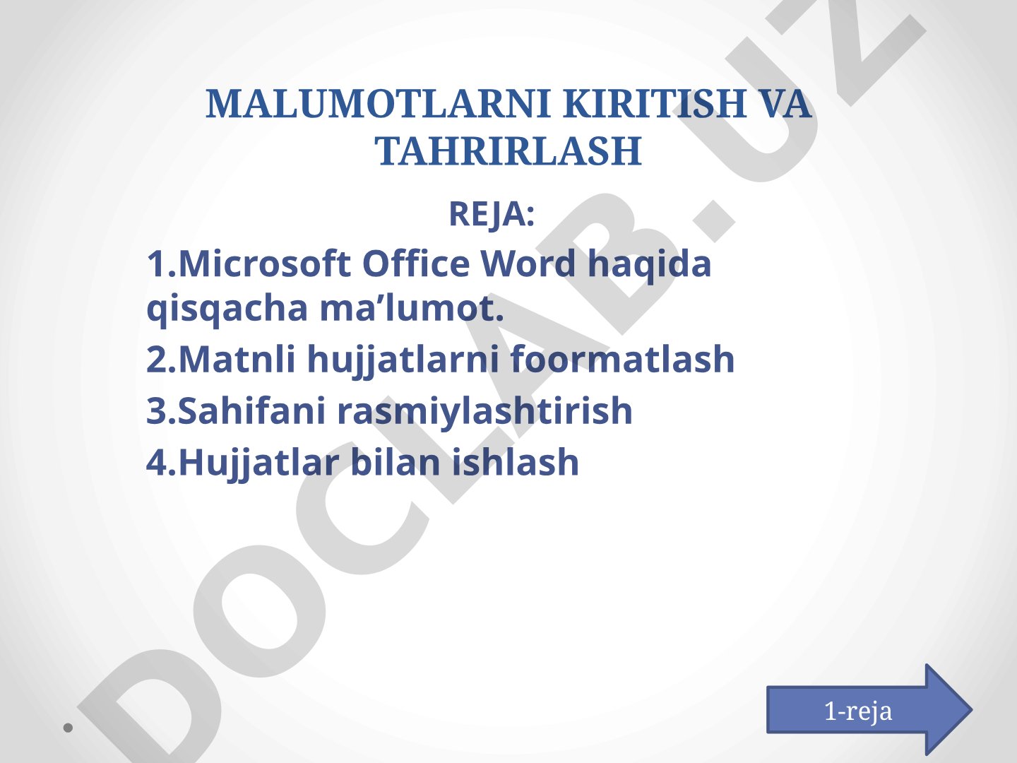 Microsoft Word va matnli hujjatlarni formatlash