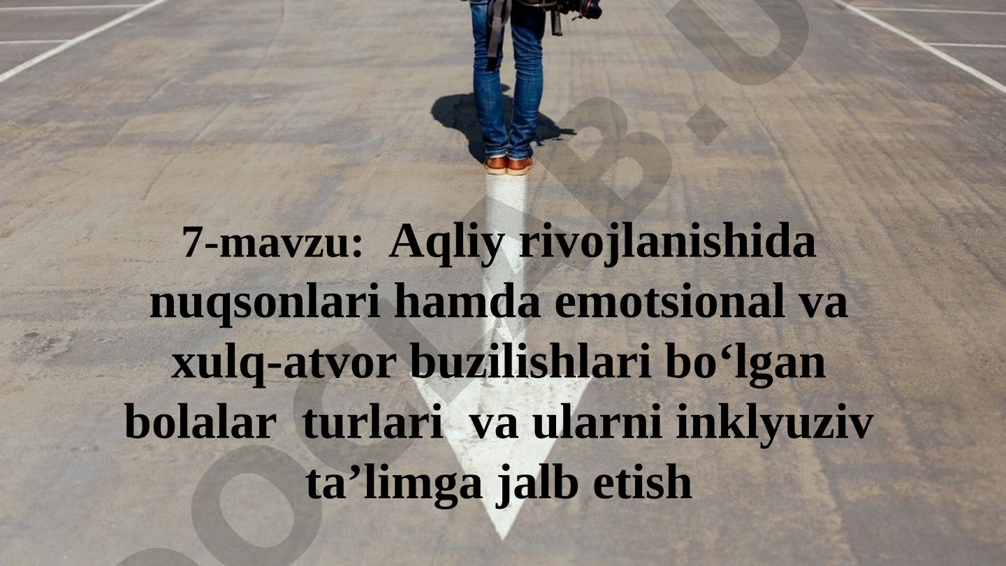 Aqliy rivojlanishida nuqsonlari hamda emotsional va xulq-atvor buzilishlari bo‘lgan bolalar turlari va ularni inklyuziv ta’limga jalb etish