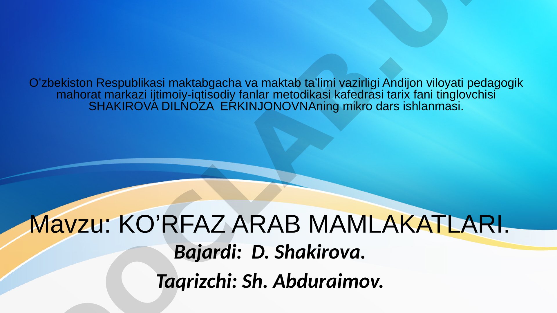 KO’RFAZ ARAB MAMLAKATLARI