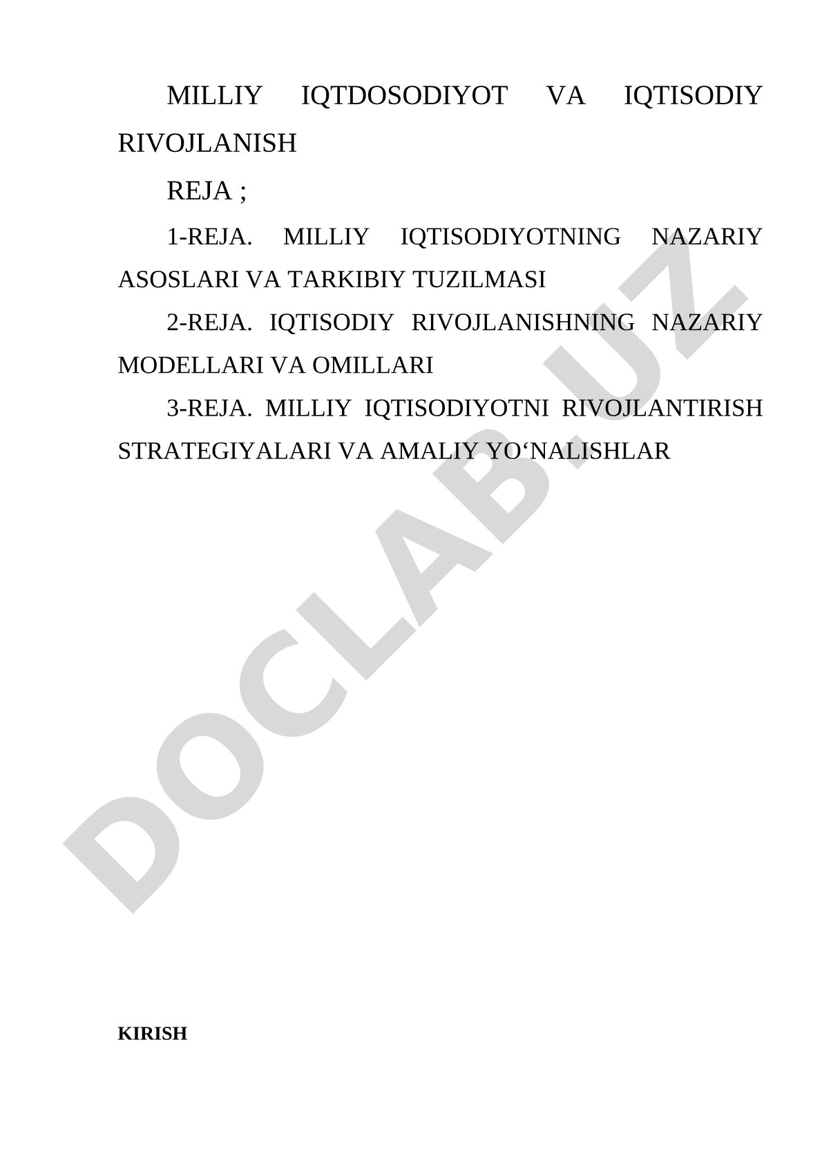 MILLIY IQTDOSODIOT VA IQTISODIY RIVOJLANISH