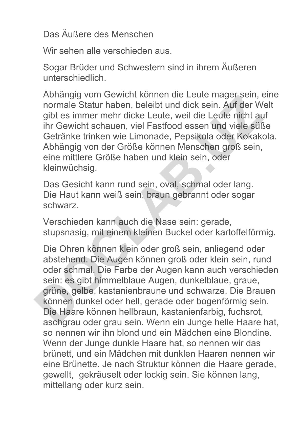 Das Äußere des Menschen