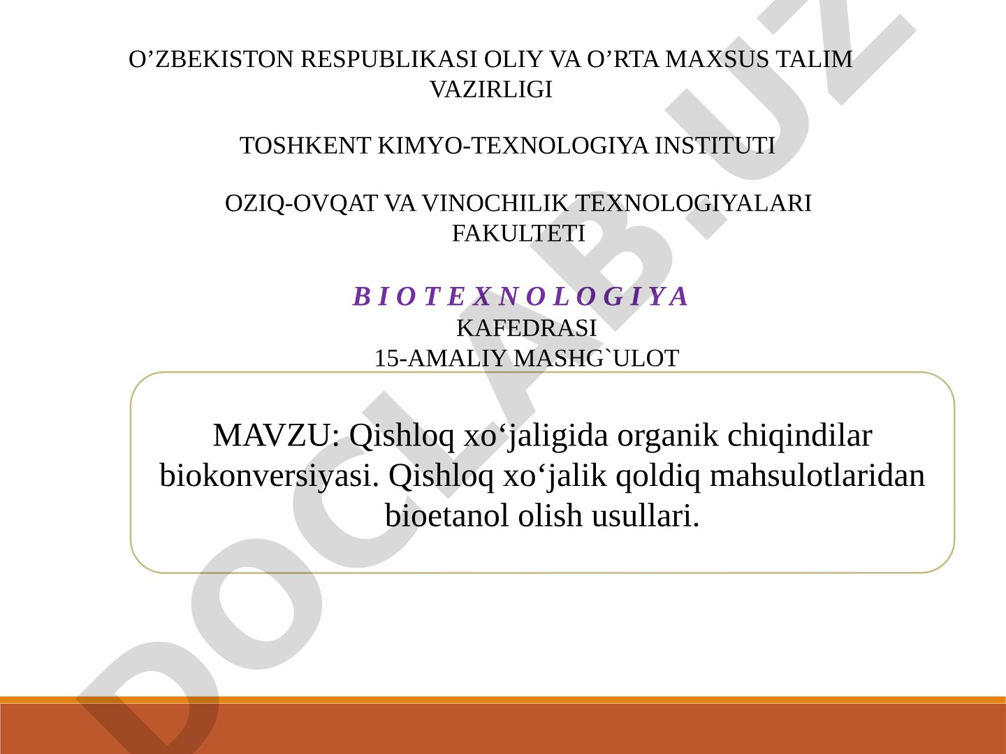 Qishloq xo‘jaligida organik chiqindilar biokonversiyasi