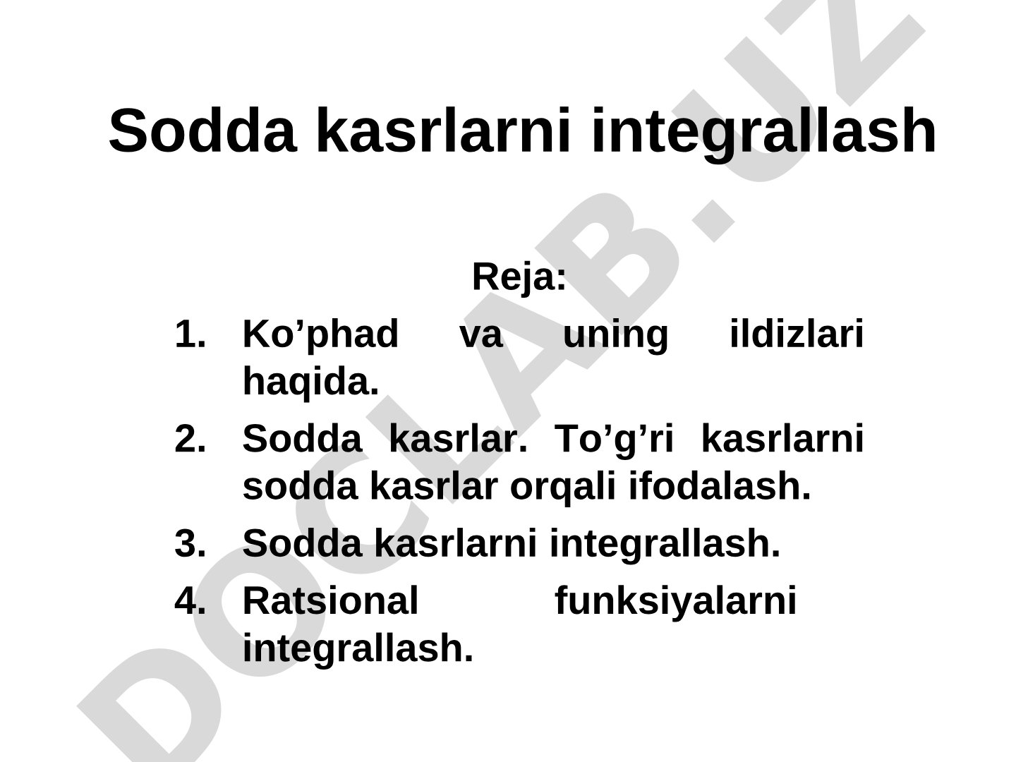 Sodda kasrlarni integrallash