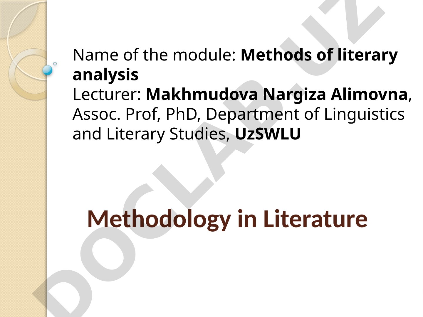 Methodology in Literature