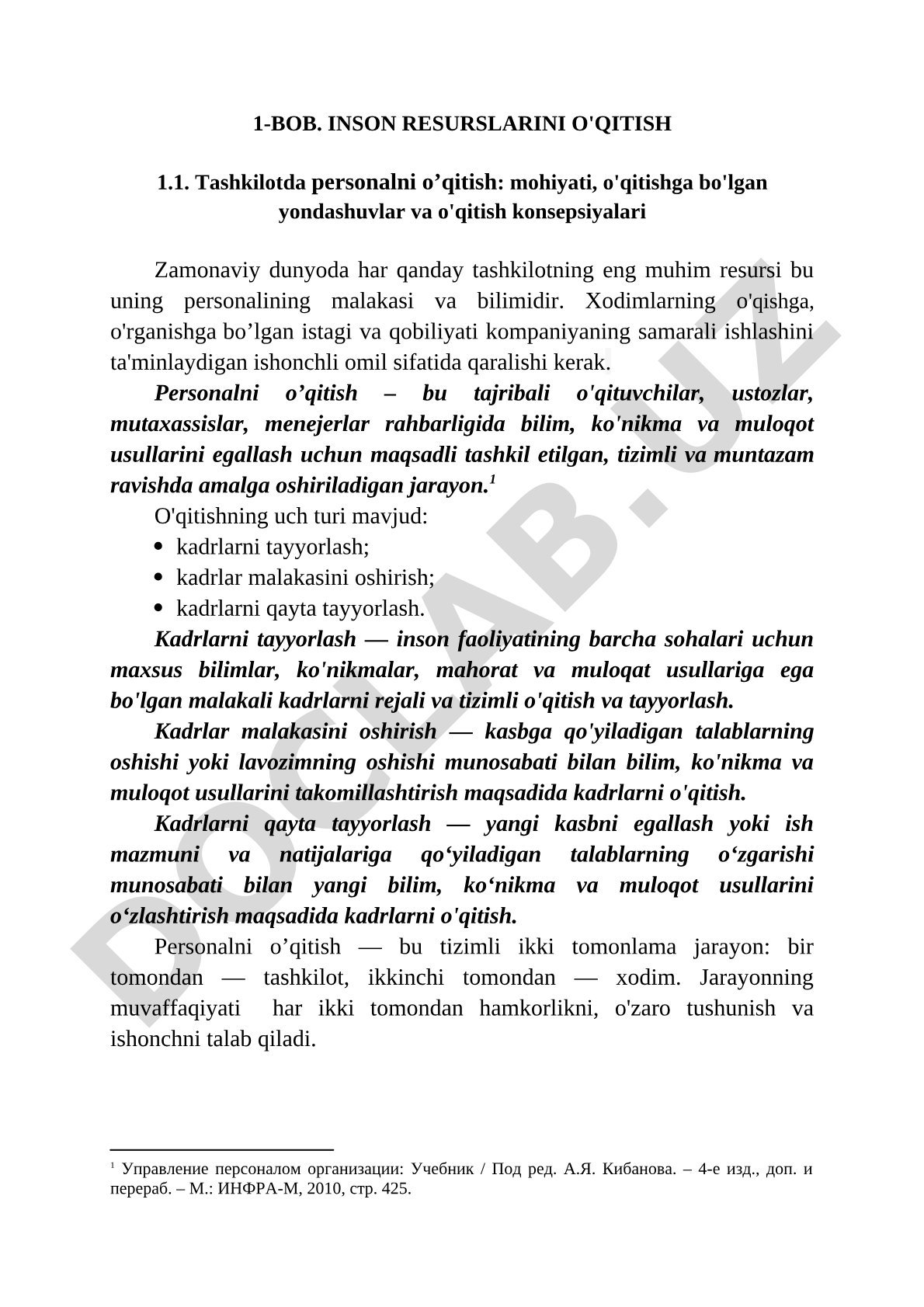 Personalni o'qitish turlari va konsepsiyalari