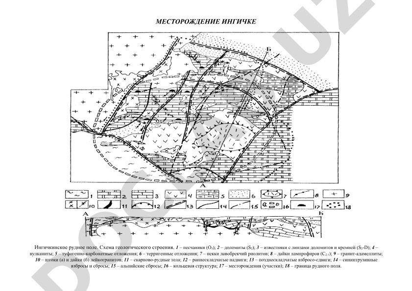 Ингичкинское и Яхтонское месторождения: геологическое строение и рудные тела