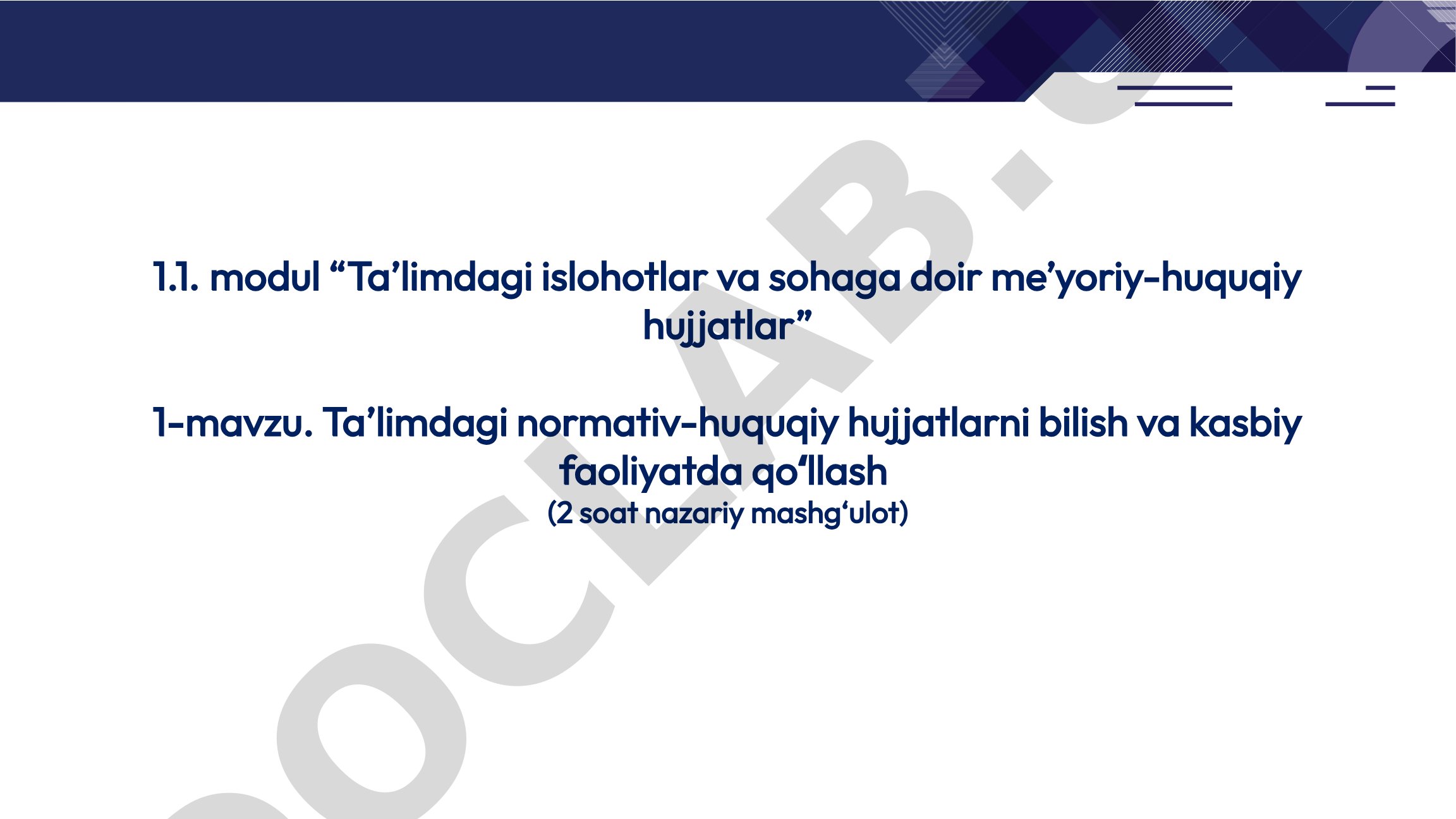 Ta’limdagi normativ-huquqiy asoslarni bilish va kasbiy faoliyatda qo‘llash