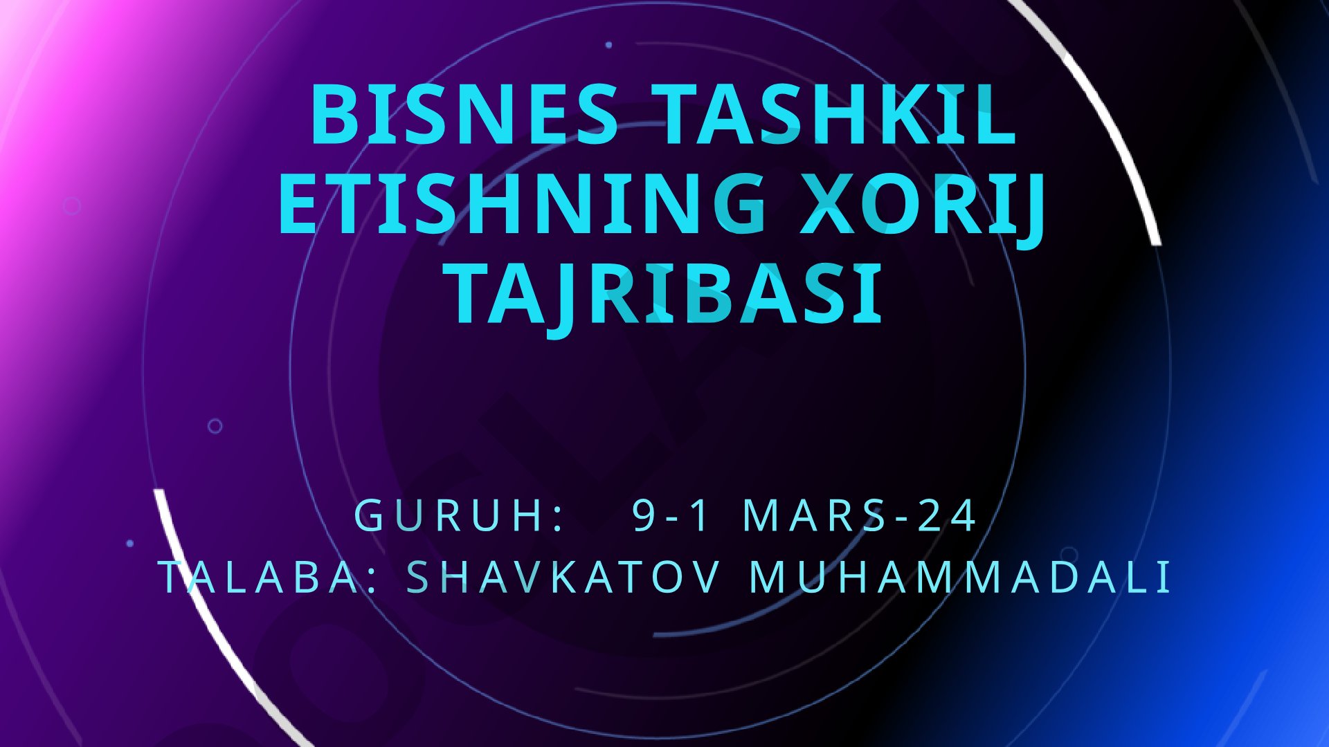 Bisnes tashkil etishning xorij tajribasi