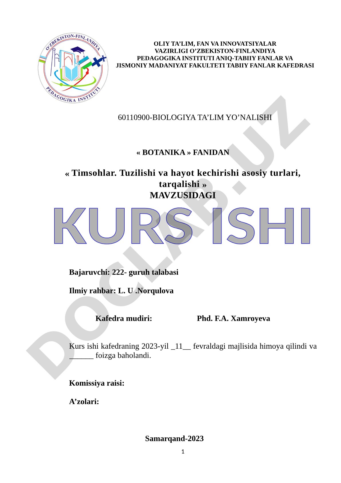 Timsohlar. Tuzilishi va hayot kechirishi asosiy turlari, tarqalishi