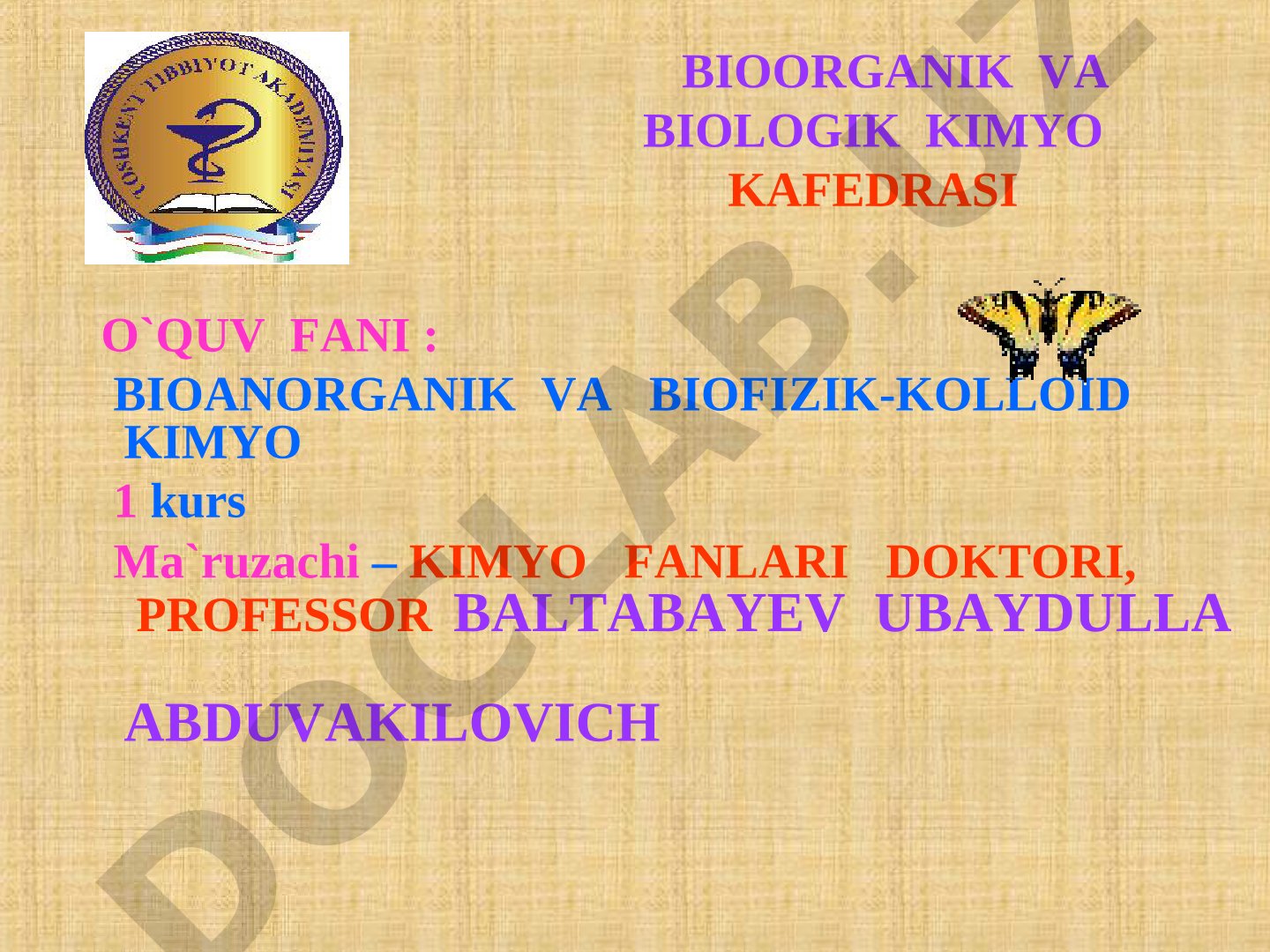 Kimyoviy termodinamika va bioenergetikaning ilmiy asoslari