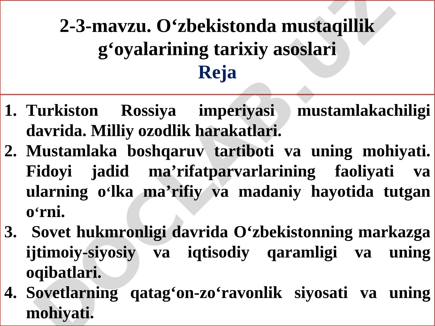 O‘zbekistonda mustaqillik g‘oyalarining tarixiy asoslari