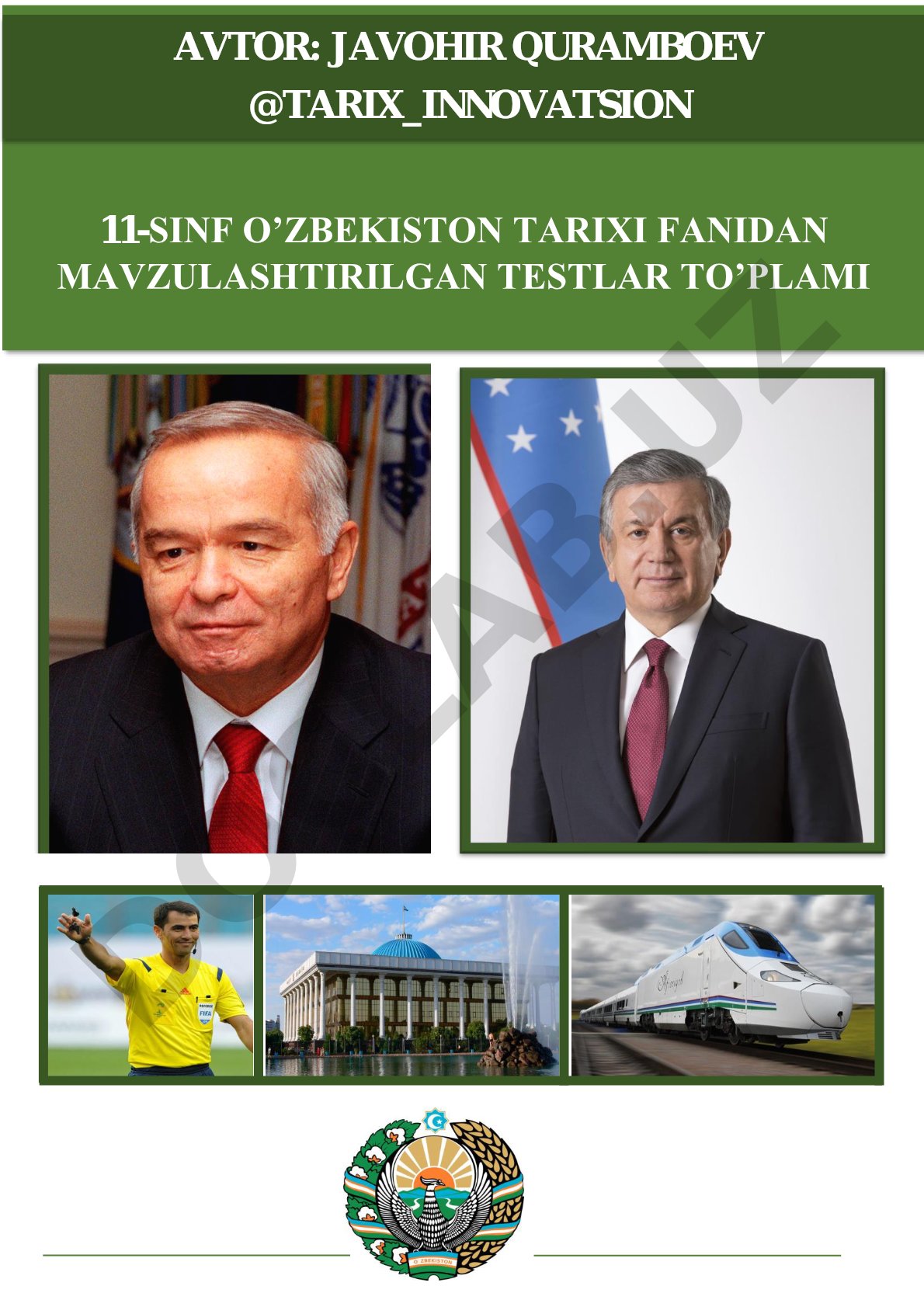 11-sinf O'zbekiston tarixi fanidan mavzulashtirilgan testlar to'plami
