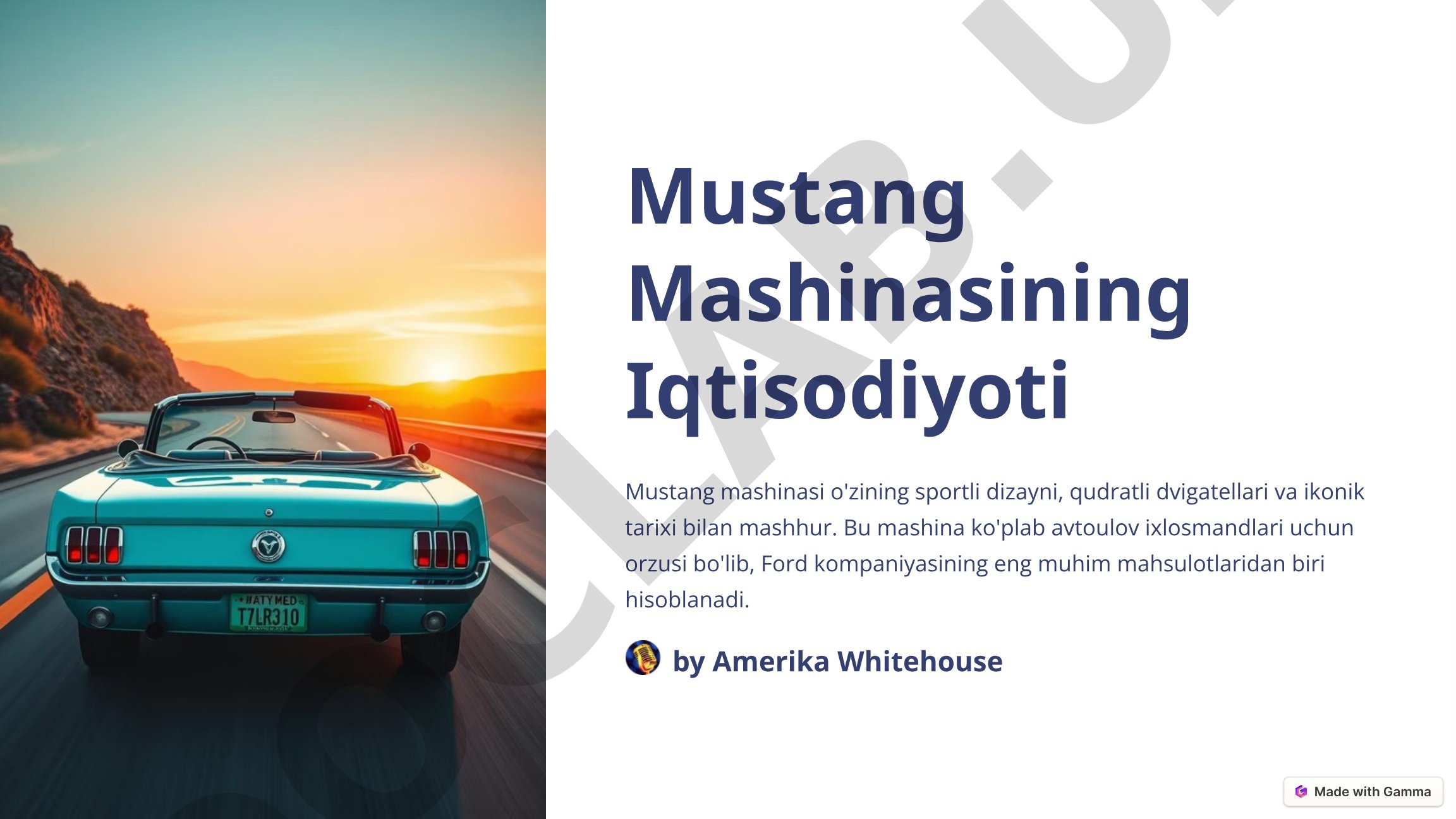 Mustang mashinasining iqtisodiyoti va tarixi