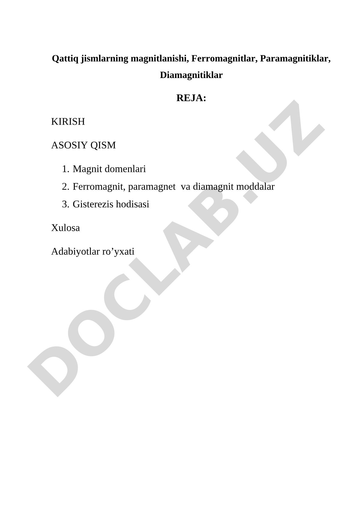 Qattiq jismlarning magnitlanishi, Ferromagnitlar, Paramagnitiklar, Diamagnitiklar