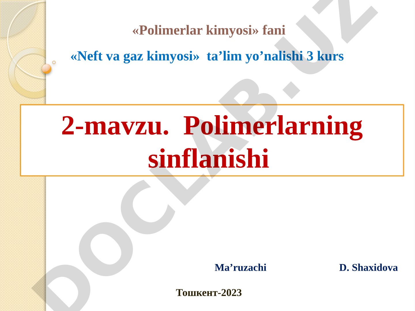Polimerlarning sinflanishi