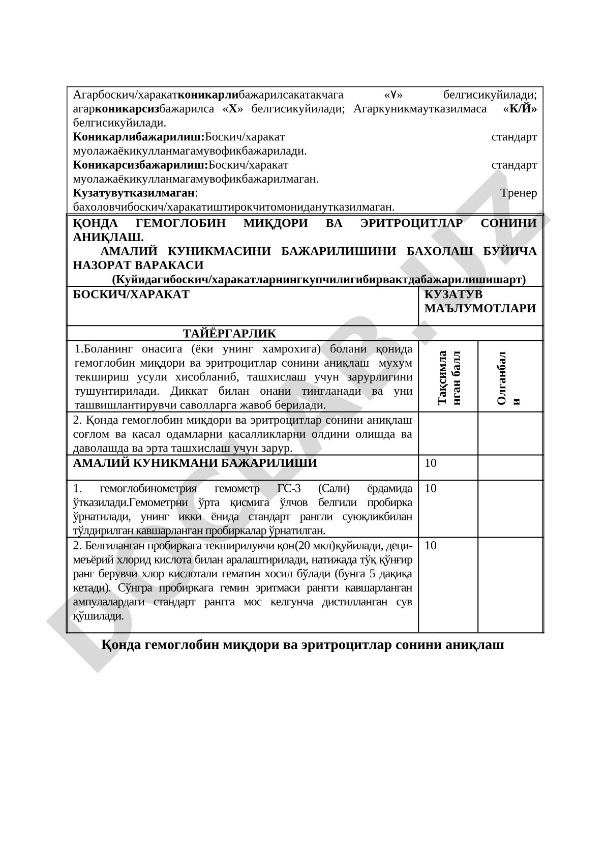 Қонда гемоглобин миқдори ва эритроцитлар сонини аниқлаш