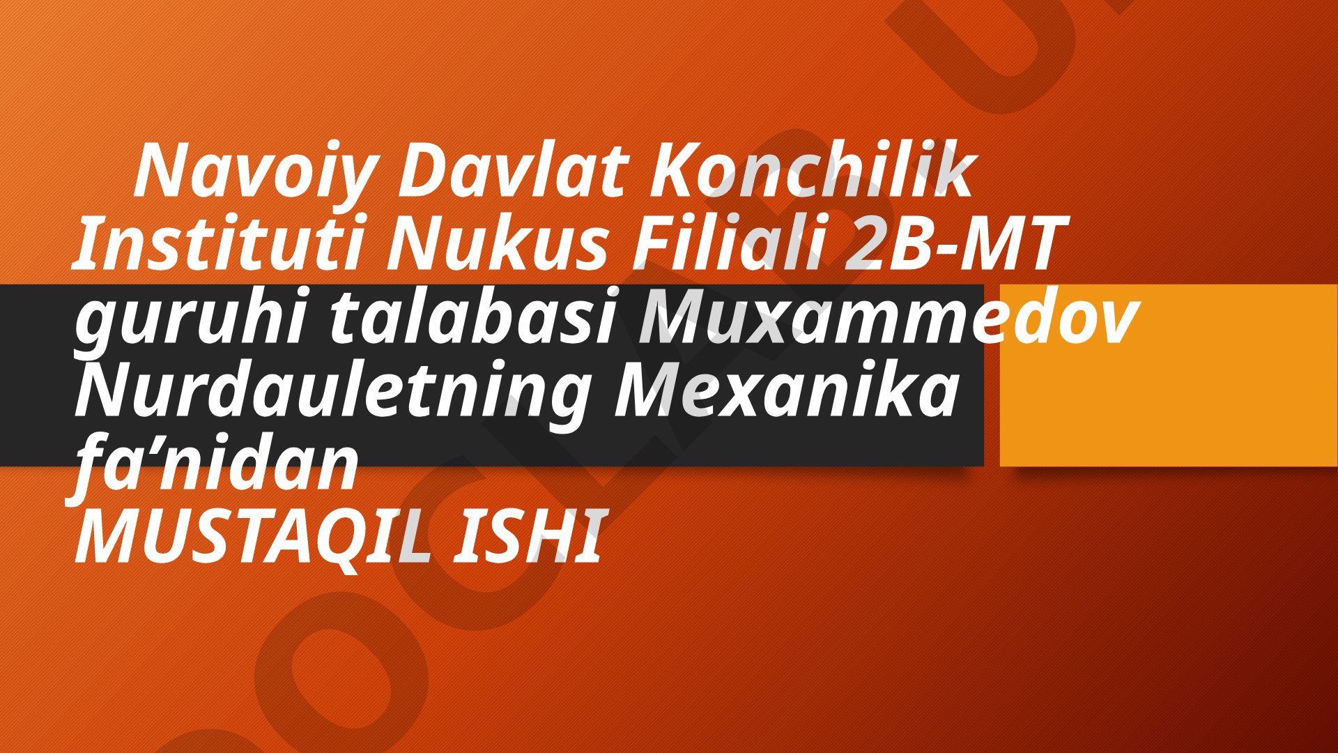 Kinematika fanidan mustaqil ish: nuqta harakati, trayektoriya, harakat qonuni va usullari